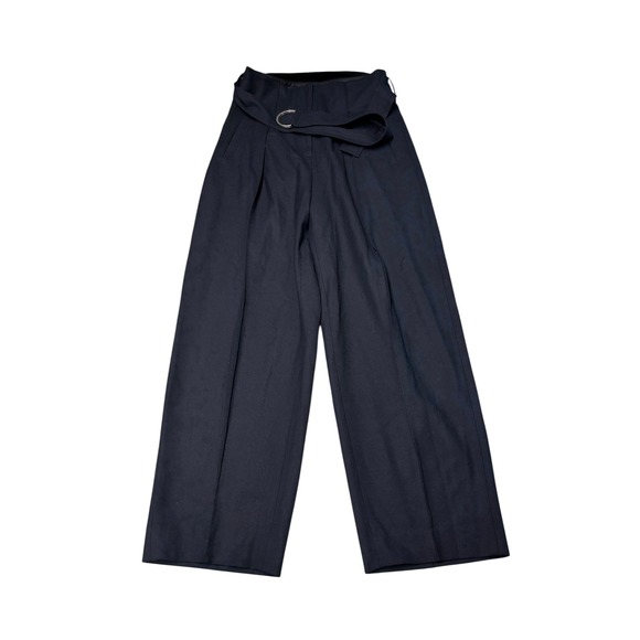TOMORROWLAND Pants - Tomorrowland Japan Navy Blue Wool Blend Wide Leg Belted Pleated Womens W30 L26